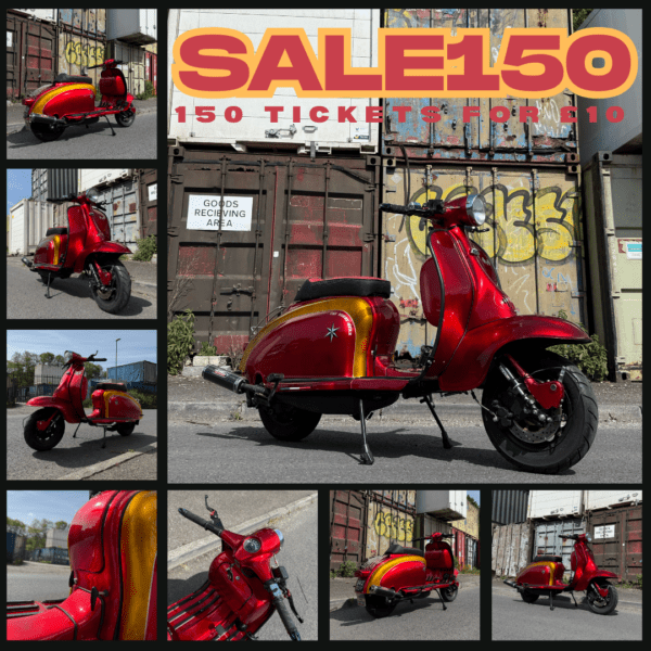 Phil Fisher from Coventry with Ticket Number 107616 Wins Darrell Taylor Tuned 35BHP Monza 238 Lambretta Series 2 - Thursday 22nd May