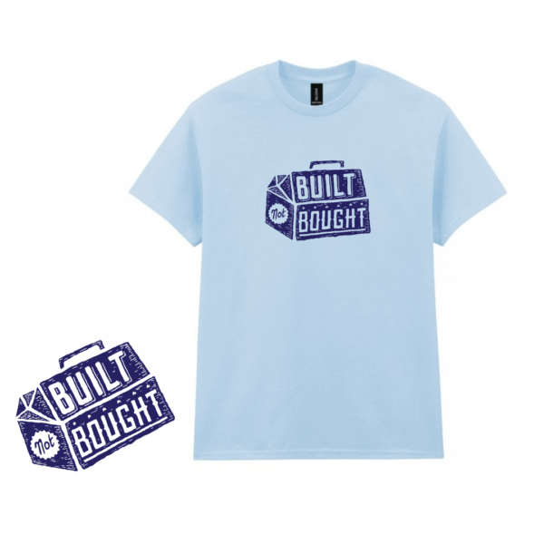 Free To Enter Built Not Bought T-Shirt & Sticker Set in Light Blue - Auto Draw
